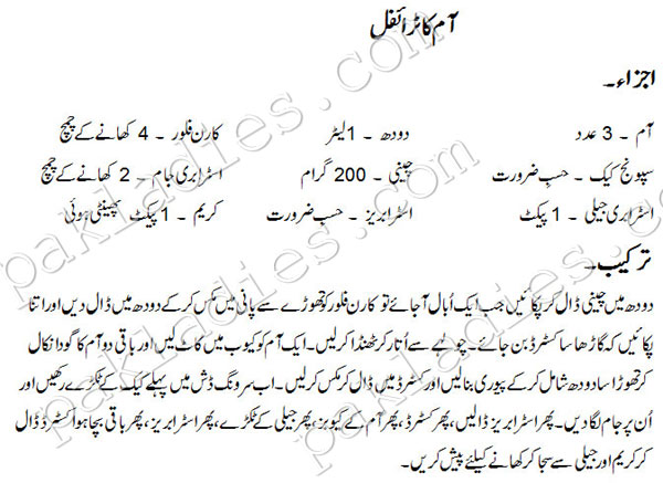 mango trifle in urdu