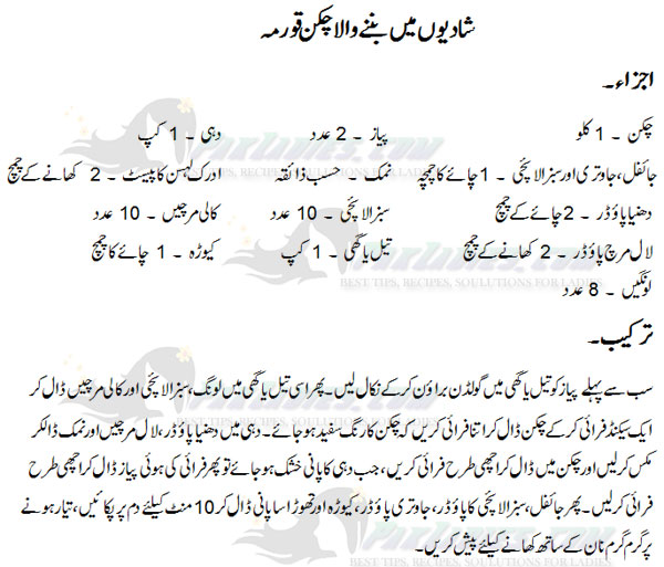 chicken korma in urdu