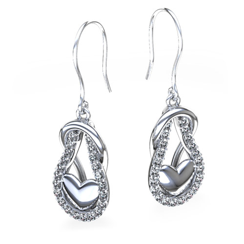 Love Knot Diamond Earrings in white gold