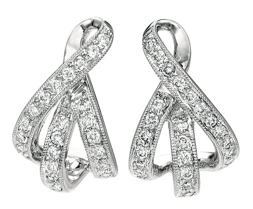 White Gold Ribbon Diamond-Earrings