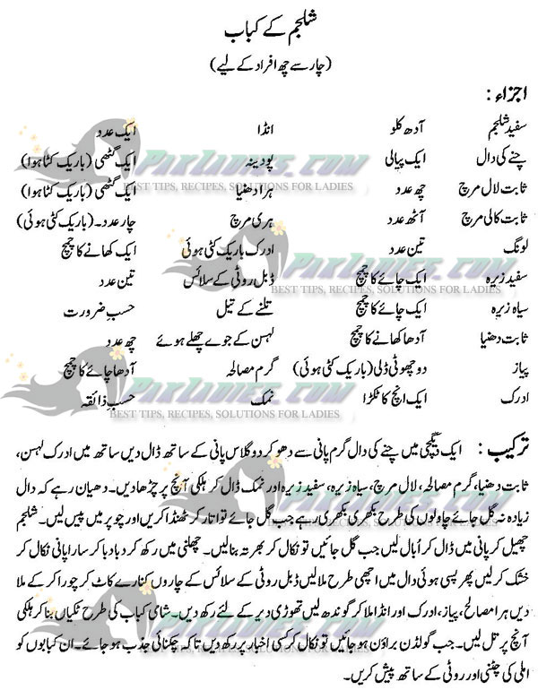 shaljam ke kebab recipe