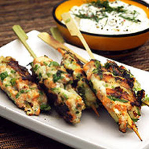Fish Kebabs with Cucumber Raita