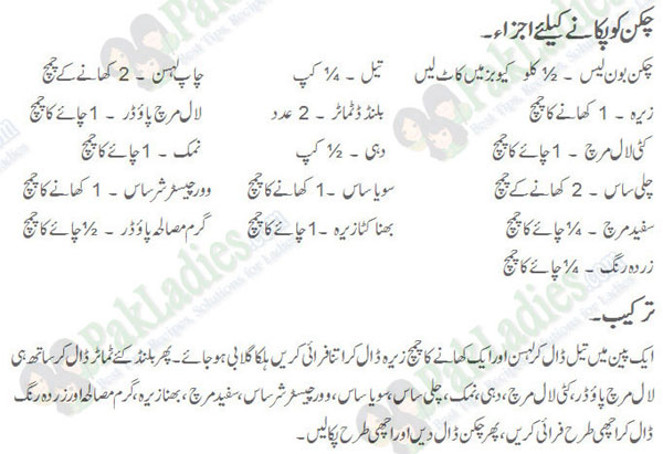 Chicken Boneless Handi Recipe Urdu English