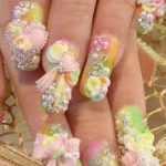nail arts flowers and pearl