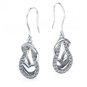 Love Knot Diamond Earrings in white gold