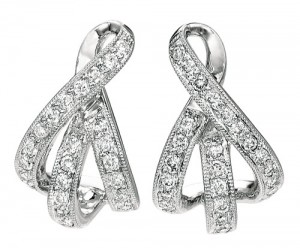 White Gold Ribbon Diamond-Earrings