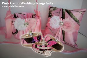 Pink Camo Wedding Rings Sets