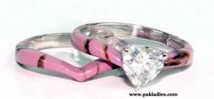 Pink Camo Wedding Rings Sets