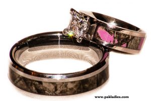 Pink Camo Wedding Rings Sets