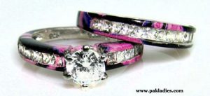 Pink Camo Wedding Rings Sets