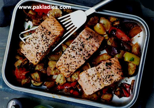 Mediterranean Salmon Tray Bake