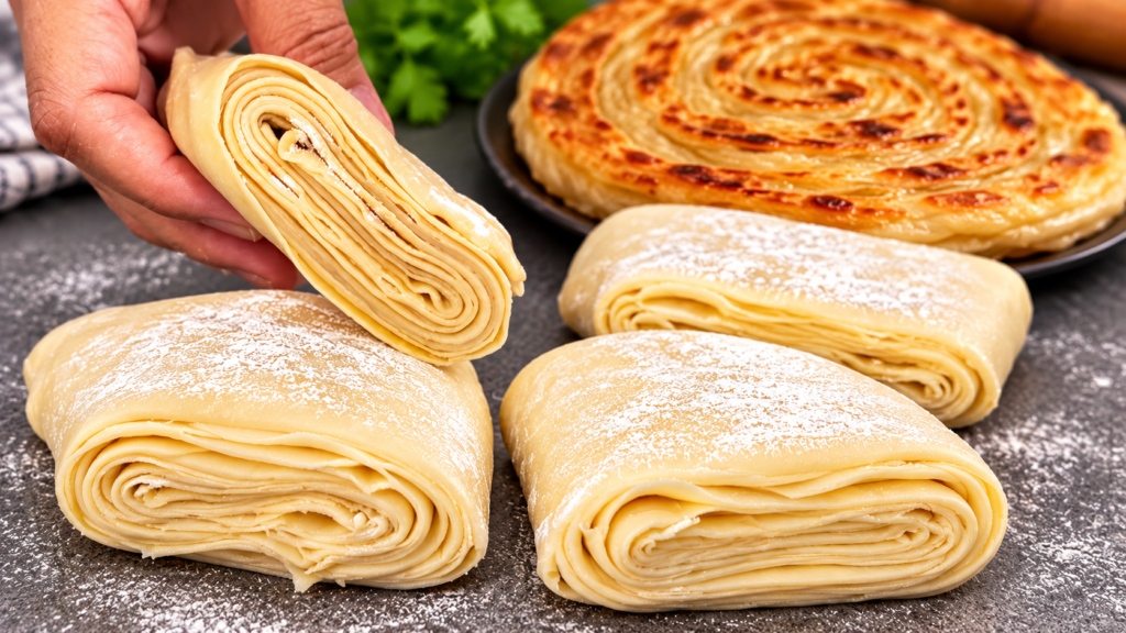 Crispy multi layer lachha paratha made with wheat flour