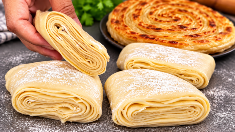 Crispy multi layer lachha paratha made with wheat flour
